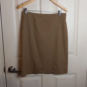 Coldwater Creek Khaki Tan Lined Knee Length Pencil Skirt- Size 8